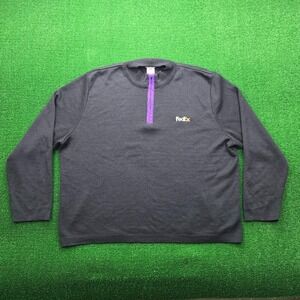 Fedex Employee Sweatshirt Mens 4XL Black Quarter Zip Pullover‎ Uniform Work Wear